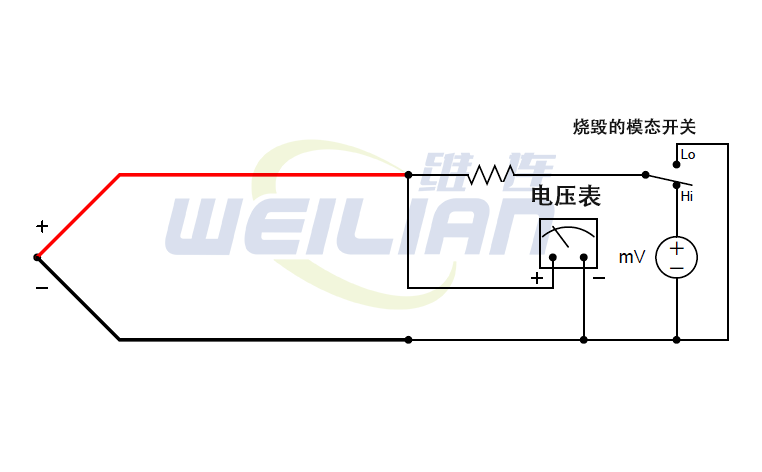 配备有烧毁检测功能的简单热电偶电路 维连温度传感器